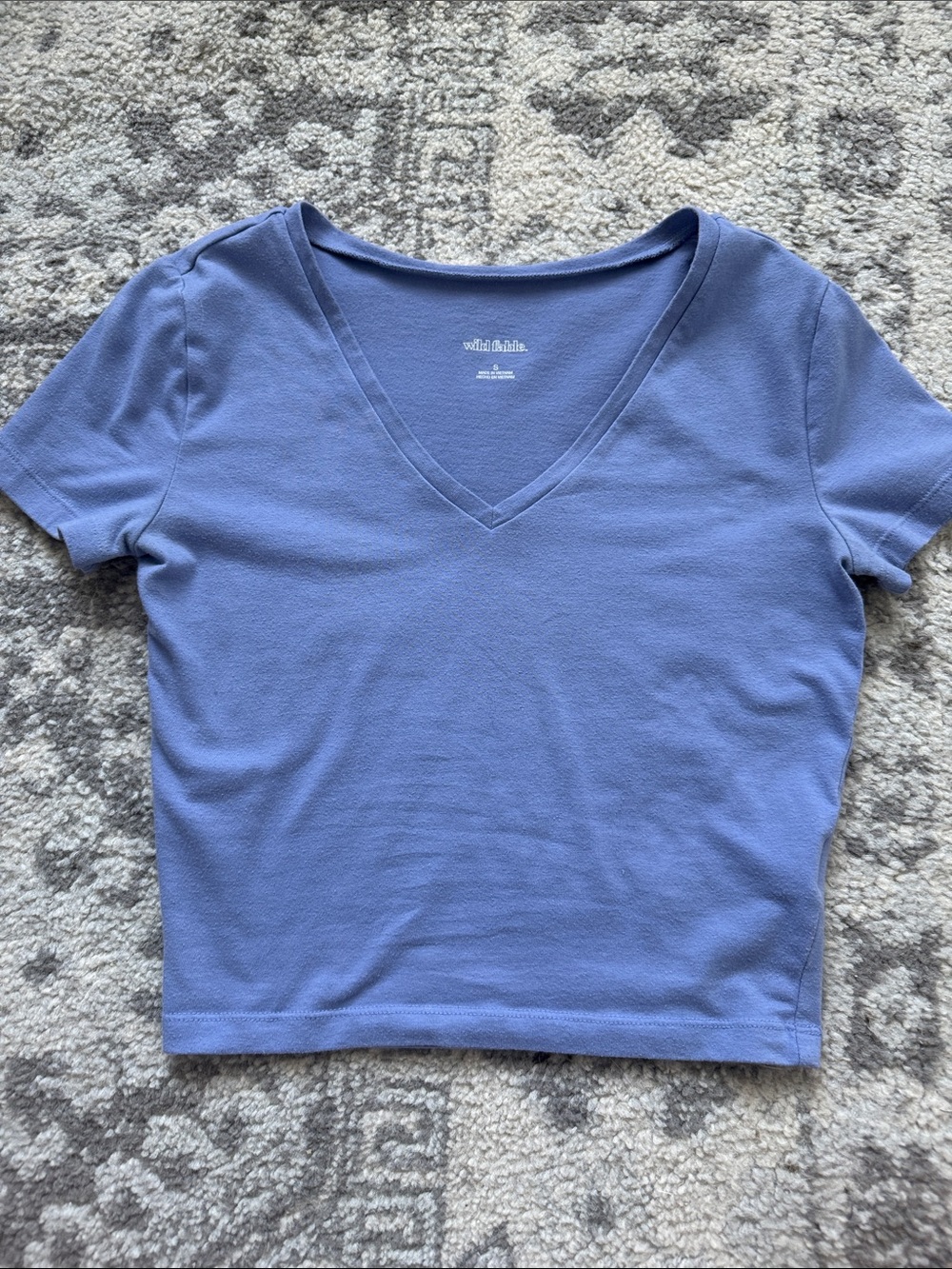 wild fable light-blue cropped v neck tee